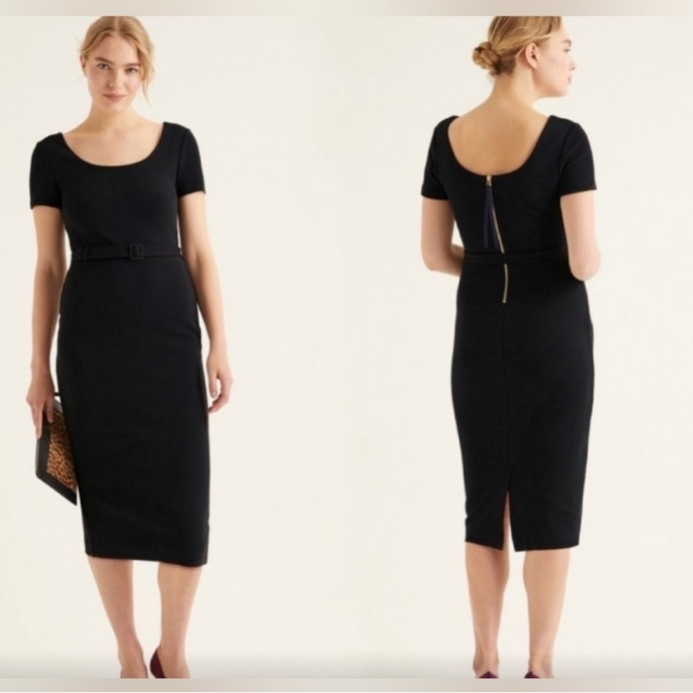 Boden Tilly Ottoman Belted Sheath Dress Black 6